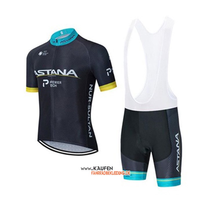 Astana Kurzarmtrikot 2020 und Kurze Tragerhose Shwarz Blau Gelb